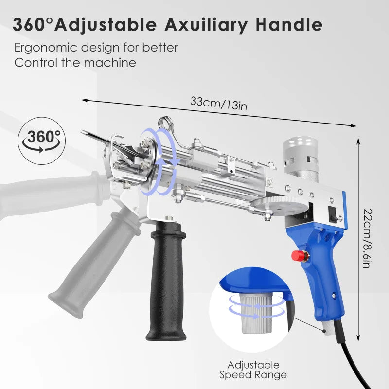 Pistolet à touffer 2 en 1 électrique avec outils de sculpture et tondeuse