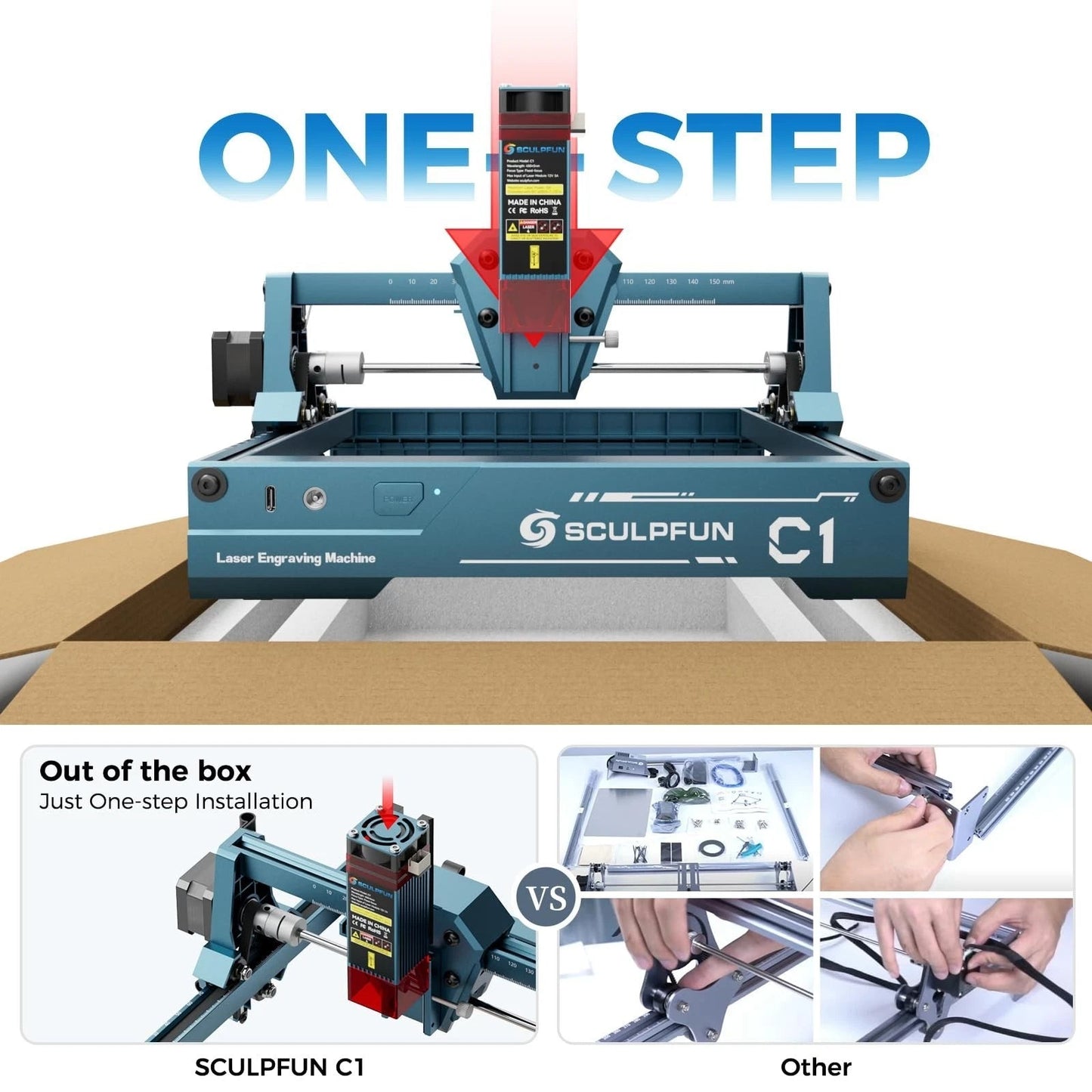 Sculpfun C1 Mini Laser Engraver 0.04mm Ultra Fine - Mador shop