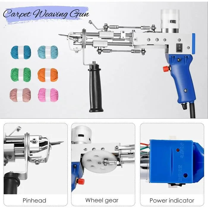 Pistolet à touffer 2 en 1 électrique avec outils de sculpture et tondeuse
