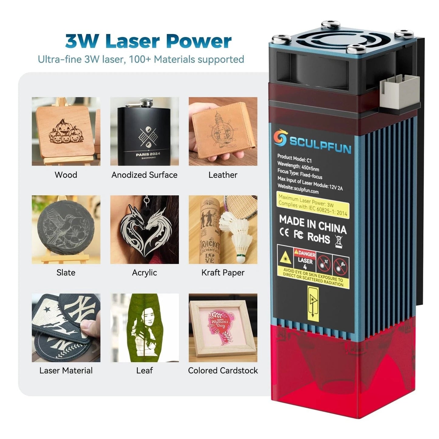 Sculpfun C1 Mini Laser Engraver 0.04mm Ultra Fine - Mador shop